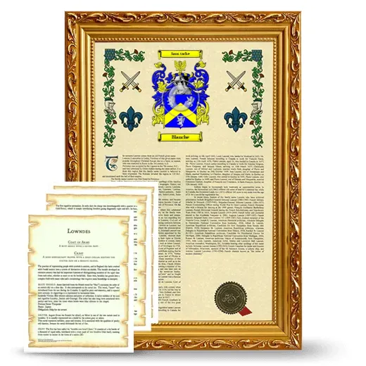 Blanche Framed Armorial History and Symbolism - Gold