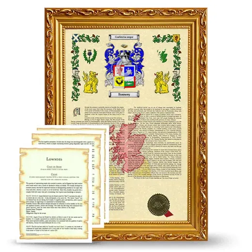 Bouwey Framed Armorial History and Symbolism - Gold