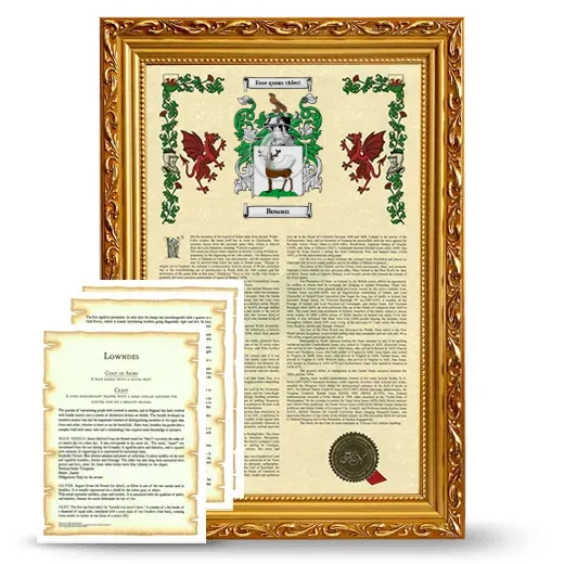 Bowan Framed Armorial History and Symbolism - Gold