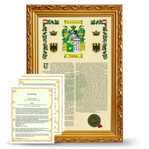 Brauning Framed Armorial History and Symbolism - Gold