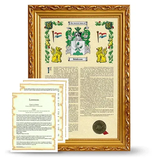 Brinkman Framed Armorial History and Symbolism - Gold