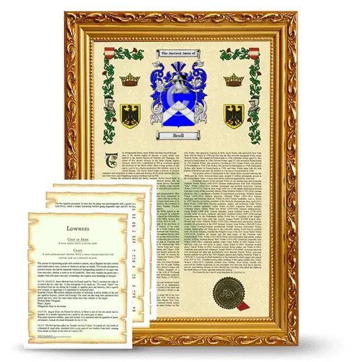 Brull Framed Armorial History and Symbolism - Gold