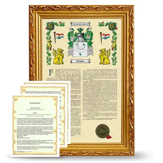 Bruynes Framed Armorial History and Symbolism - Gold