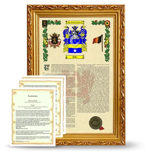 Buler Framed Armorial History and Symbolism - Gold