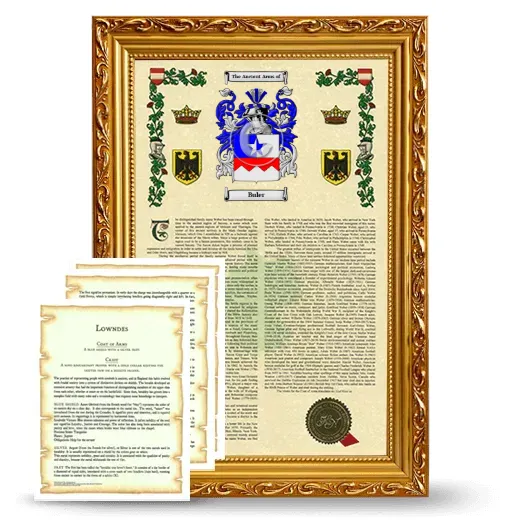 Buler Framed Armorial History and Symbolism - Gold