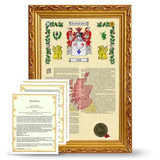 Caal Framed Armorial History and Symbolism - Gold