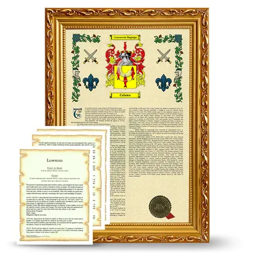 Caboto Framed Armorial History and Symbolism - Gold