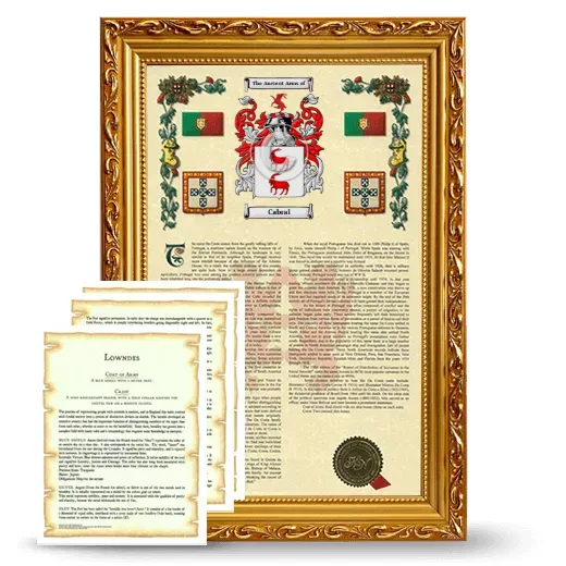 Cabral Framed Armorial History and Symbolism - Gold