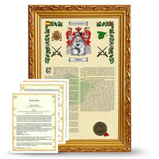 Cabrera Framed Armorial History and Symbolism - Gold
