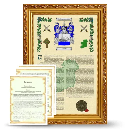 Cahill Framed Armorial History and Symbolism - Gold