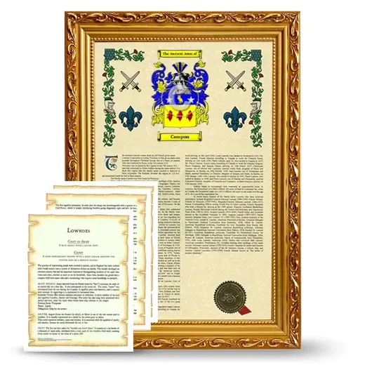 Campon Framed Armorial History and Symbolism - Gold