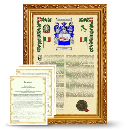 Cappello Framed Armorial History and Symbolism - Gold