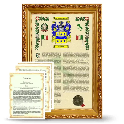 Cassini Framed Armorial History and Symbolism - Gold