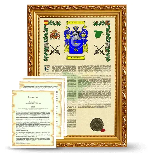 Cervantes Framed Armorial History and Symbolism - Gold
