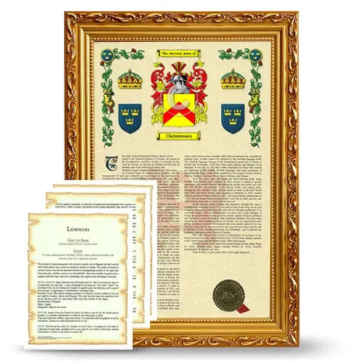 Christensen Framed Armorial History and Symbolism - Gold