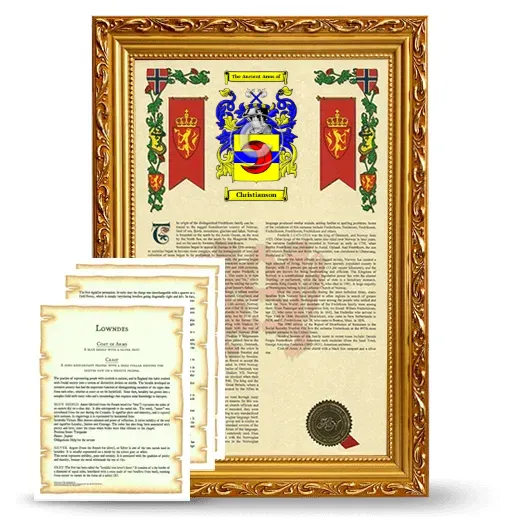 Christianson Framed Armorial History and Symbolism - Gold