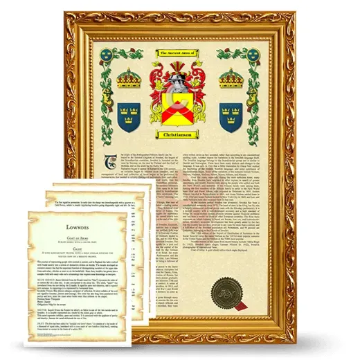 Christianson Framed Armorial History and Symbolism - Gold