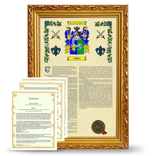 Collette Framed Armorial History and Symbolism - Gold