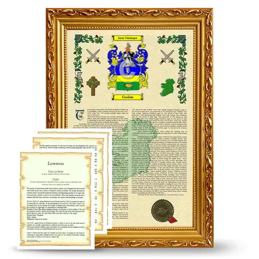 Conlon Framed Armorial History and Symbolism - Gold
