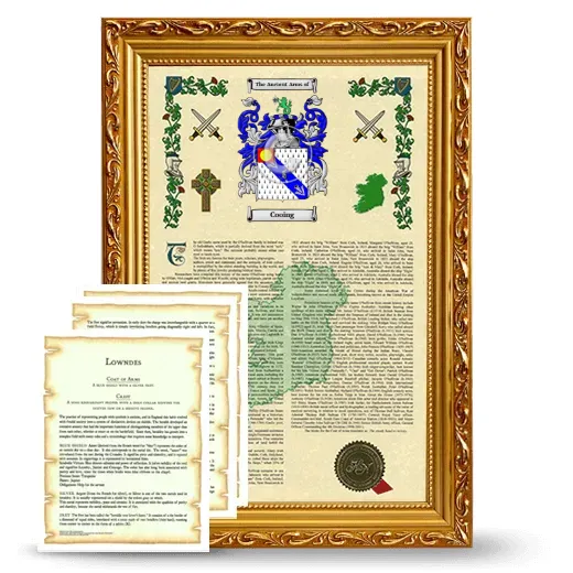 Cooing Framed Armorial History and Symbolism - Gold