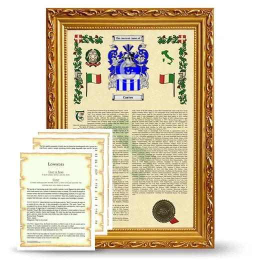 Corter Framed Armorial History and Symbolism - Gold