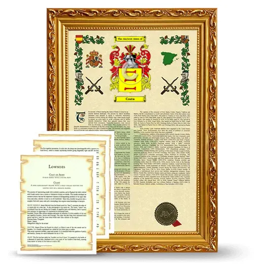Costa Framed Armorial History and Symbolism - Gold