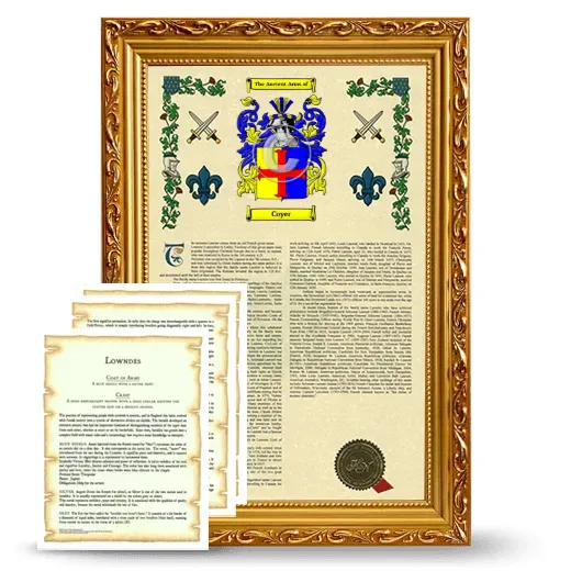 Coyer Framed Armorial History and Symbolism - Gold