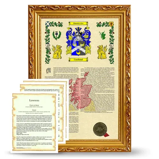 Crackend Framed Armorial History and Symbolism - Gold