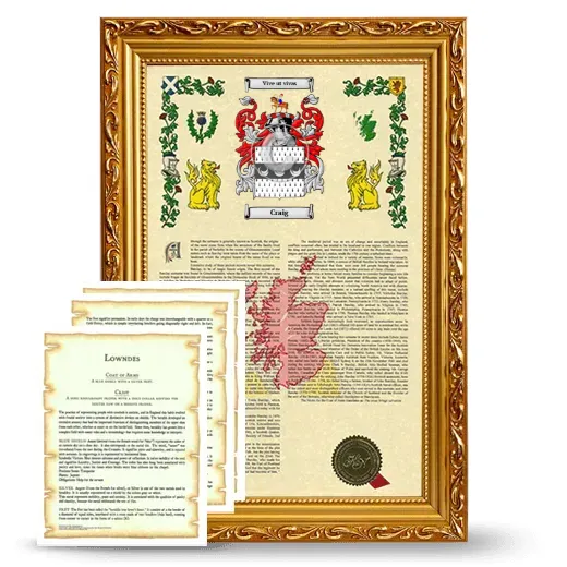 Craig Framed Armorial History and Symbolism - Gold