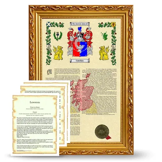 Cutchin Framed Armorial History and Symbolism - Gold