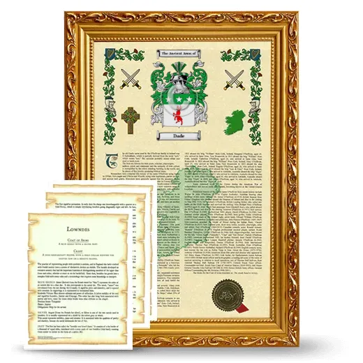 Dade Framed Armorial History and Symbolism - Gold
