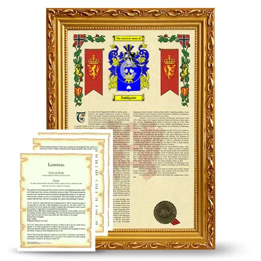 Dahlquist Framed Armorial History and Symbolism - Gold