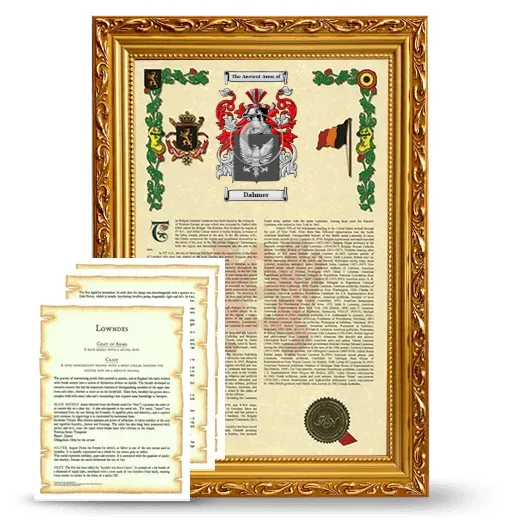 Dahmer Framed Armorial History and Symbolism - Gold