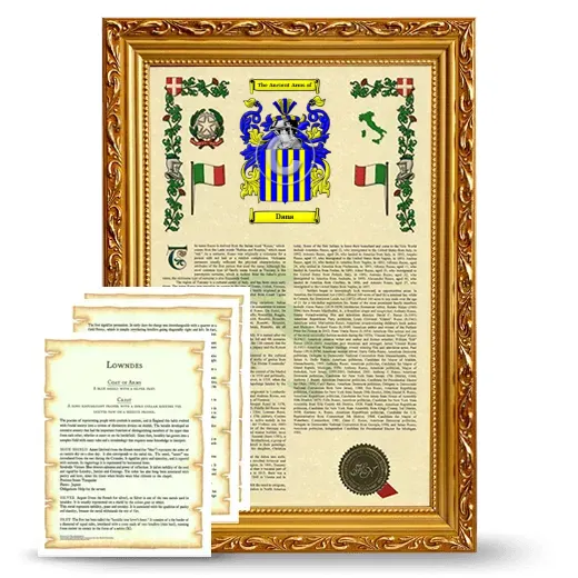 Dana Framed Armorial History and Symbolism - Gold