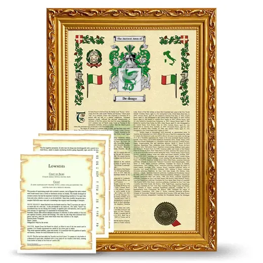 De drago Framed Armorial History and Symbolism - Gold