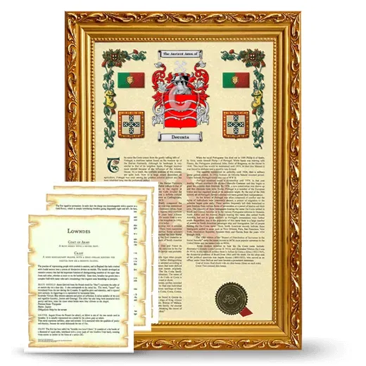 Decosta Framed Armorial History and Symbolism - Gold