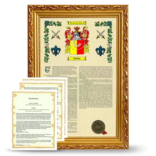 Dejohn Framed Armorial History and Symbolism - Gold