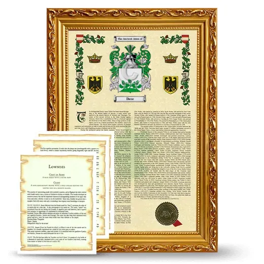 Dere Framed Armorial History and Symbolism - Gold