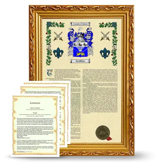 Devilliers Framed Armorial History and Symbolism - Gold