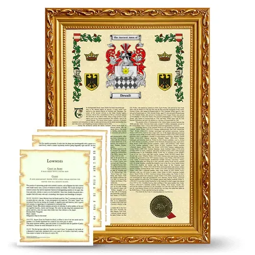 Dewalt Framed Armorial History and Symbolism - Gold