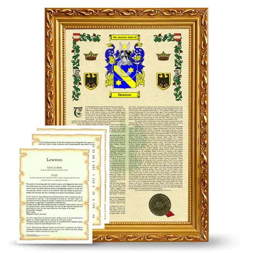 Deweese Framed Armorial History and Symbolism - Gold