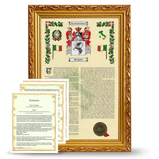 Di caprio Framed Armorial History and Symbolism - Gold