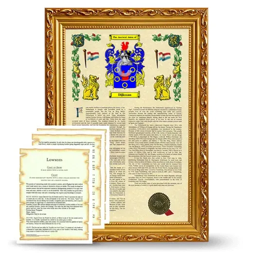 Dijkman Framed Armorial History and Symbolism - Gold