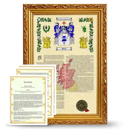 Dissie Framed Armorial History and Symbolism - Gold