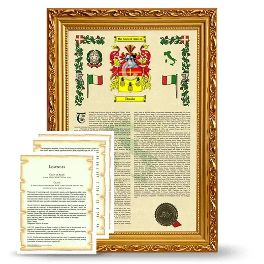 Donio Framed Armorial History and Symbolism - Gold