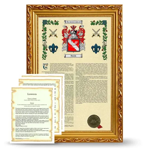 Dorris Framed Armorial History and Symbolism - Gold