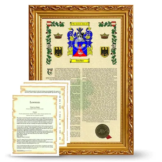 Doscher Framed Armorial History and Symbolism - Gold