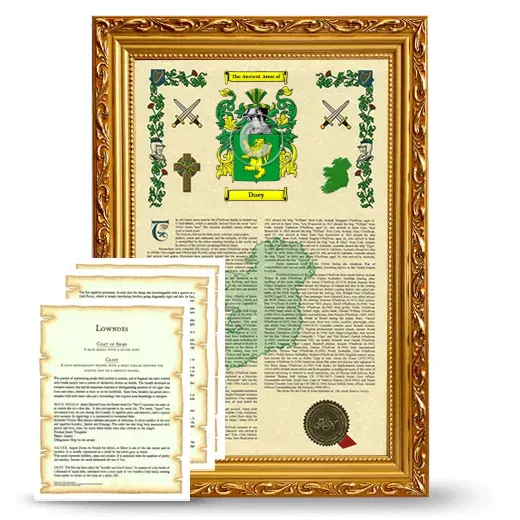 Duey Framed Armorial History and Symbolism - Gold