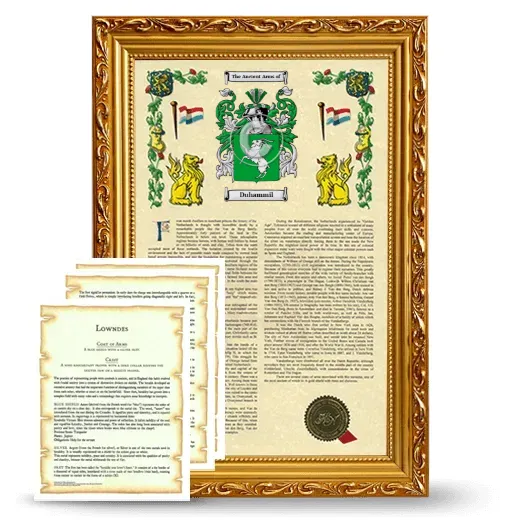 Duhammil Framed Armorial History and Symbolism - Gold