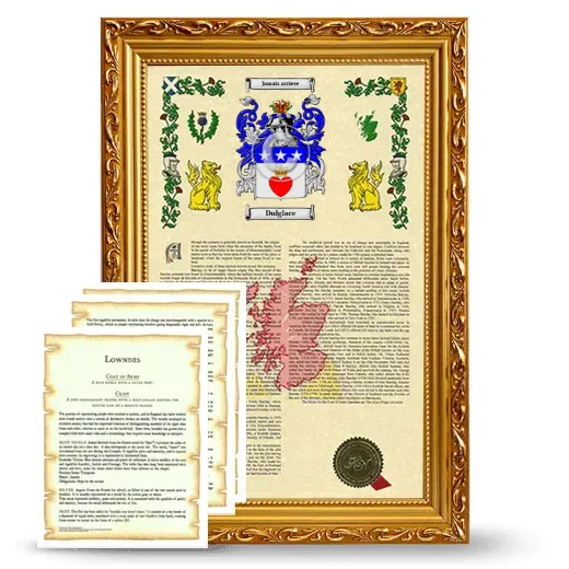 Dulglace Framed Armorial History and Symbolism - Gold